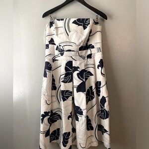 Ann Taylor Strapless Dress - Black and White Floral